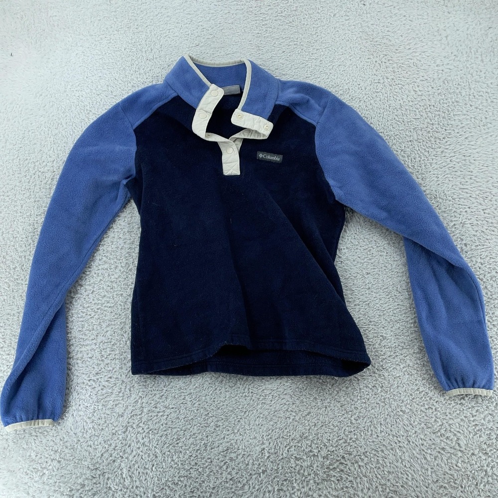 Columbia Mount Cannon 1/4 Snap Fleece Pullover Womens Small Blue Navy Two Tone‎